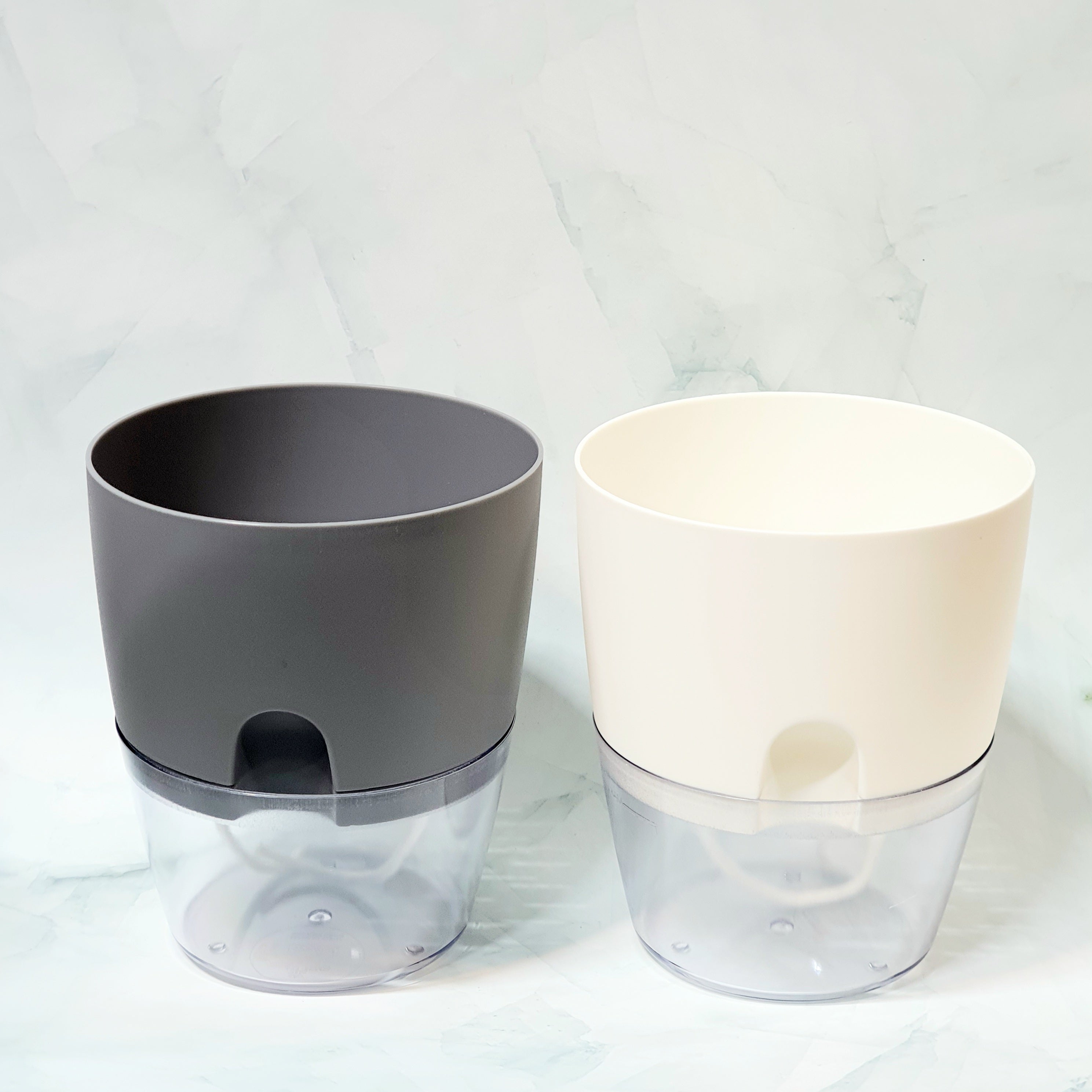 Transparent Table Base Pot SW Large Round White/Grey Pot with Clear Base (PA21/3/a&b) – Plants ...