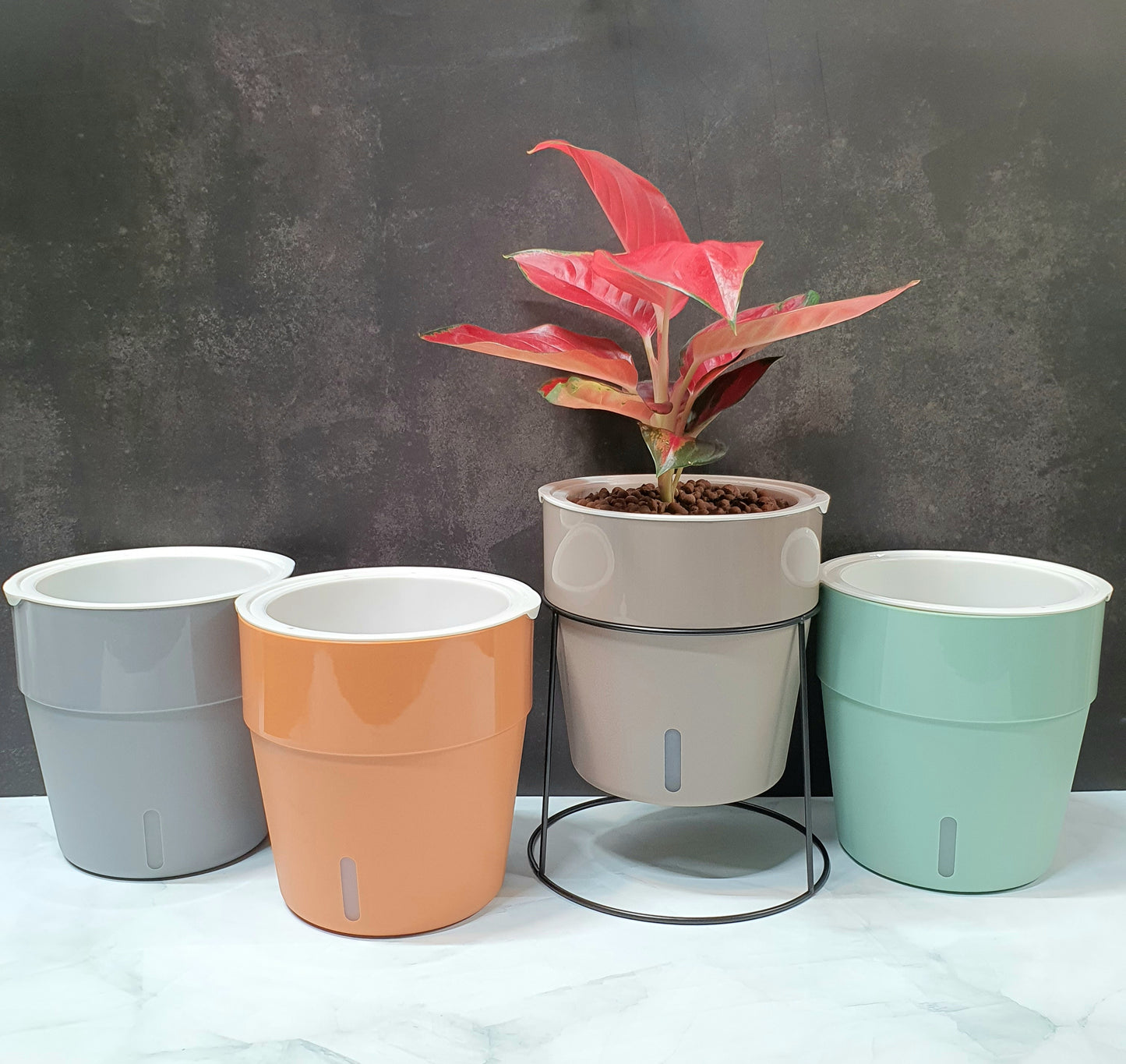 Round Self Watering Pots (in 4 Colours) - Pot only (PA2 Series)