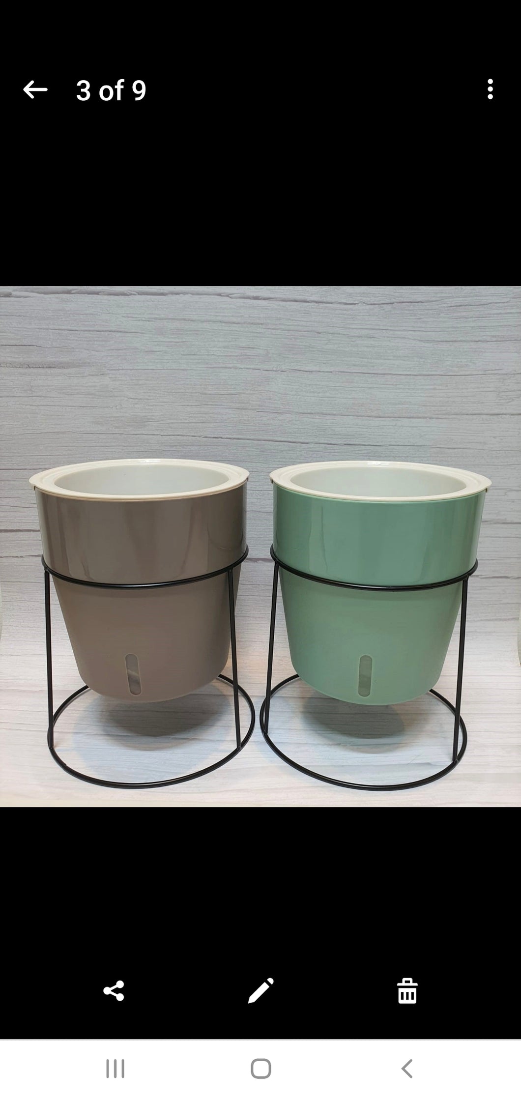 Black pot stand for colored pots